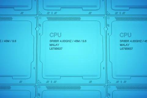 Engineer working on blue print, concept Processor Unit CPU, 3d rendering イラスト素材