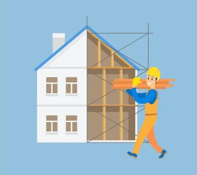 Engineer Working on Building Construction Vector 스톡 일러스트