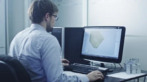 Engineer is Working in CAD Program Stock Footage 41288353
