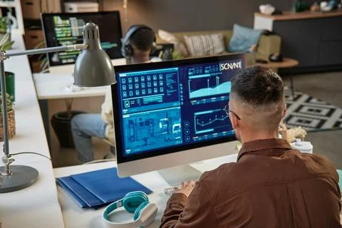 Engineer Working on Chip Development Foto stock