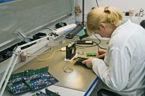 Engineer working with circuits Stock Photos