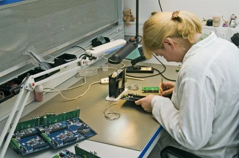 Engineer working with circuits Stock Photos