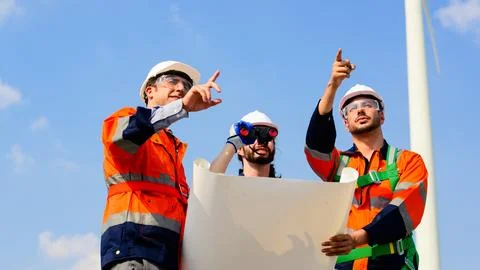 Engineer working with confident. Worker outdoor working. Mega project Stock Photos