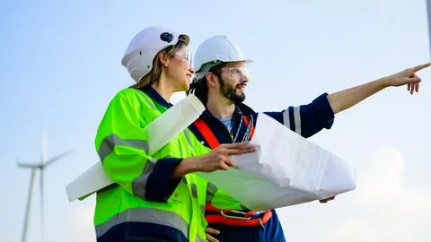 Engineer working with confident. Worker outdoor working. Mega project Foto stock