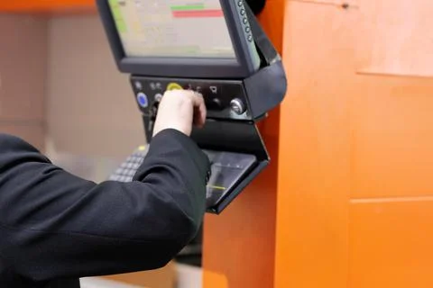 Engineer working with a control panel Stock Photos