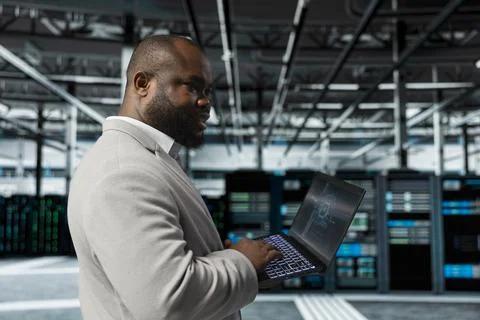 Engineer working in data center, doing AI training Stock Photos