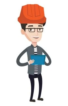 Engineer working on digital tablet Stockillustratie