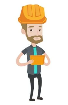 Engineer working on digital tablet Stock Illustration