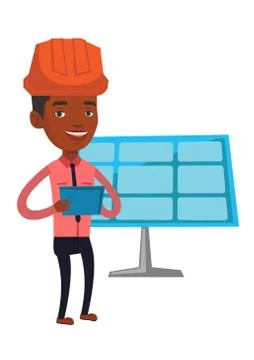 Engineer working on digital tablet Stock Illustration