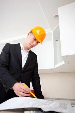 Engineer working with documents Stock Photos
