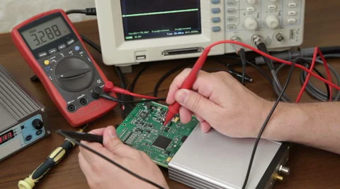 Engineer working with electronic devices Stock Footage 66002009