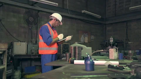 The engineer working in the factory 스톡 동영상 142951392