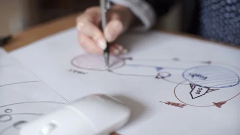 The engineer is working on a flight from Earth to Mars Stock Footage 80919557