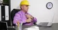 Engineer Working Laptop Computer Prepare Leaving Office Interior 40s Man Typing 4k or 4k+ Resolution