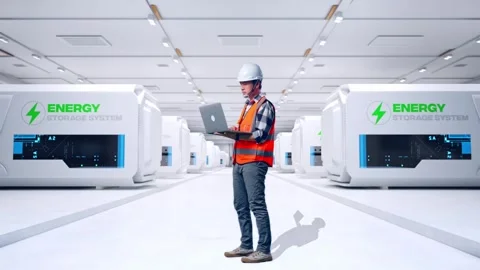 Engineer Working On A Laptop at Power Plant Stock Footage 333773809