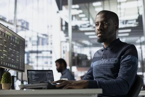 Engineer working with machine learning tech advancing artificial intelligence Photos