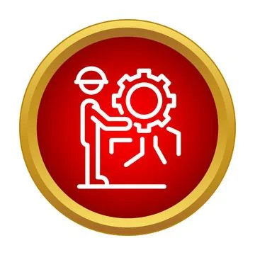 Engineer working with mechanical gear mechanism icon Stock Illustration