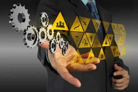 Engineer working with new computer interface show building development concep Stock Illustration