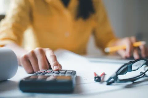 Engineer working in office with blueprints, inspection in workplace for archi Stock Photos
