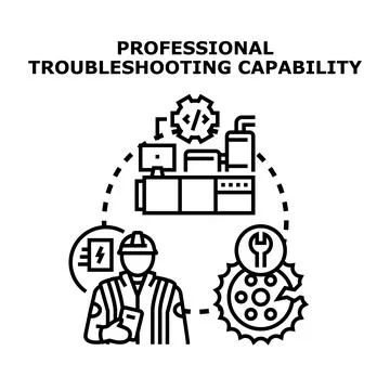 Engineer working to resolve technical issues and maintain system functionalit Stock Illustration