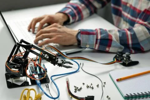 Engineer working on robotics automation project Stock Photos