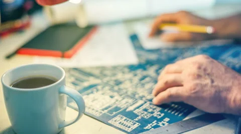 Engineer working with schemes Stock Footage 64197809