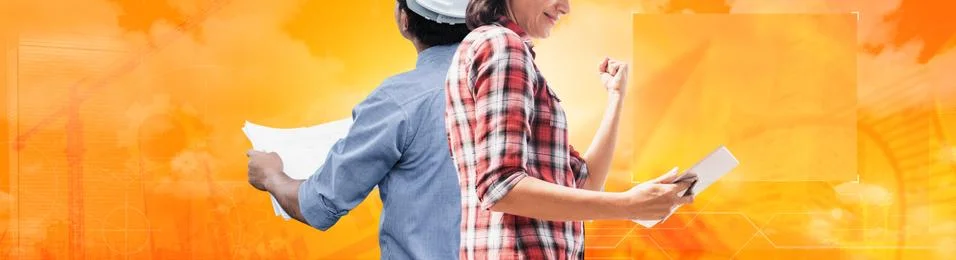 Engineer working on the successful project construction and real estate. Фото