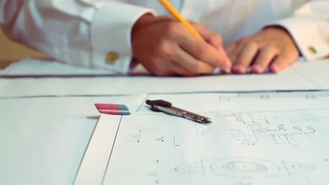 Engineer Working Using Ruler Video stock 92083471