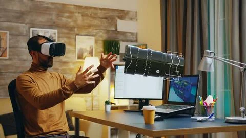 Engineer working in VR cad software Stock Photos