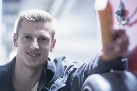 Engineer working in workshop, Freiburg Im Breisgau, Baden-württemberg, Germany Stock Photos
