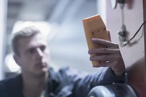 Engineer working in workshop, Freiburg Im Breisgau, Baden-württemberg, Germany Stock Photos