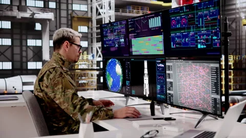 Engineer Works On Computer Designing Rocket Project Stock Footage 331517701