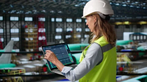 Engineer Works On Laptop Stock Footage 336794113