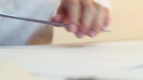 Engineer Works With A Project Drawing Video stock 91754208