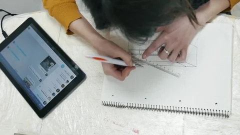 Engineer works on a project at home Stock Footage 85009979