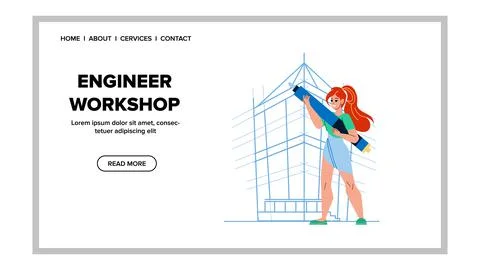 Engineer Workshop For Create Construction Vector Stock Illustration