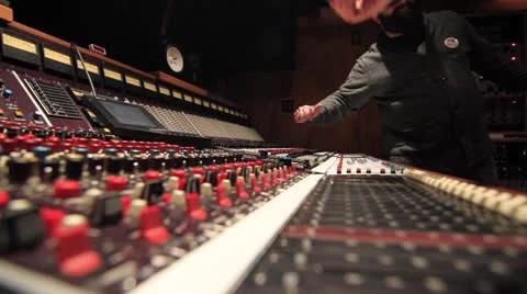 Engineer writing on console tape in Recording Studio - Ew 07 库存影片 26785285