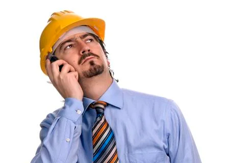 Engineer with yellow hat, isolated on white Foto stock