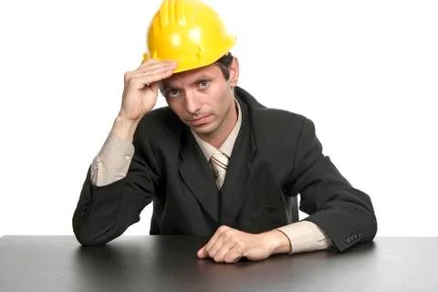 Engineer yellow hat, isolated on white Stock Photos
