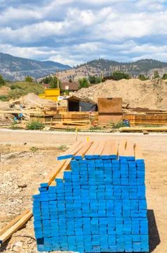 Engineered lumber materials prepared for building construction Fotos de archivo