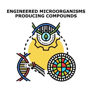 Engineered microorganisms involve genetic modification Illustrazione stock
