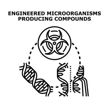Engineered microorganisms producing biological compounds biotechnology concep Stock Illustration