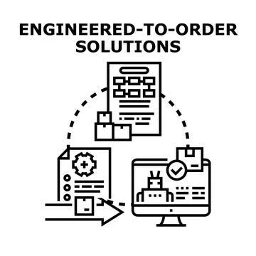 Engineered to order solutions delivering custom product automation Stock Illustration
