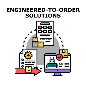 Engineered to order solutions delivering custom product automation Stock Illustration