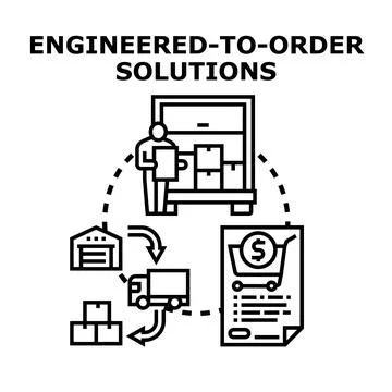 Engineered to order solutions supply chain process Stock Illustration