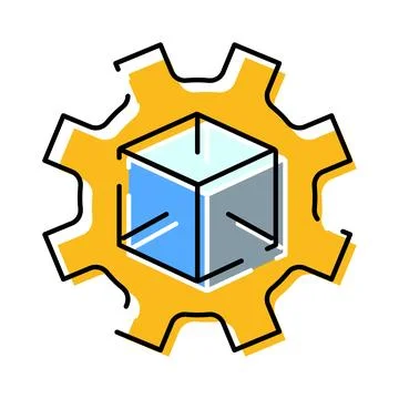 Engineering 3d model with gear icon concept 스톡 일러스트