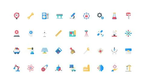 Engineering with AI, modern technology in industry and construction color icon Illustrazione stock