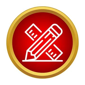 Engineering and architecture design tools in red circle icon Stockillustratie