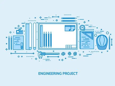 Engineering and architecture. Drawing construction. Architectural project Stock Illustration