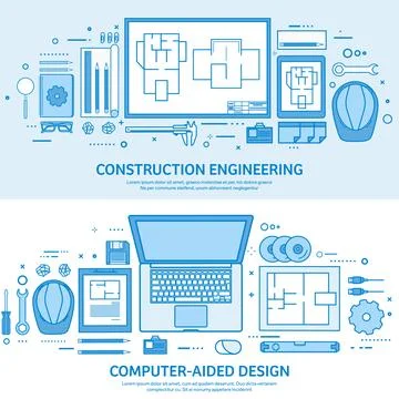Engineering and architecture. Drawing construction. Architectural project Stock Illustration